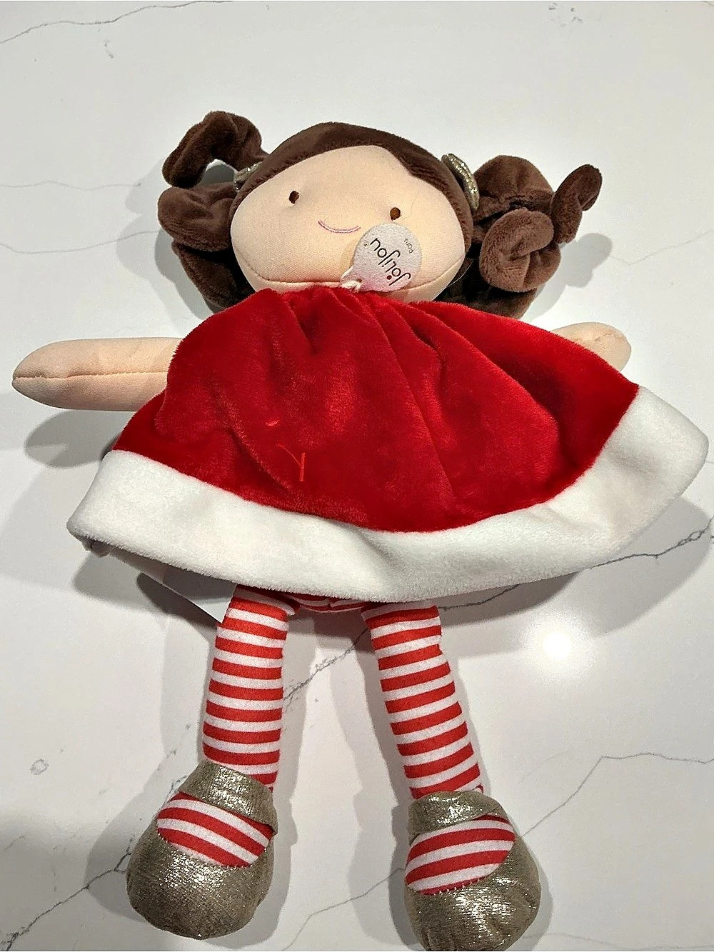 Jolijou Paris Christmas Holiday Plush Doll Red & Brown